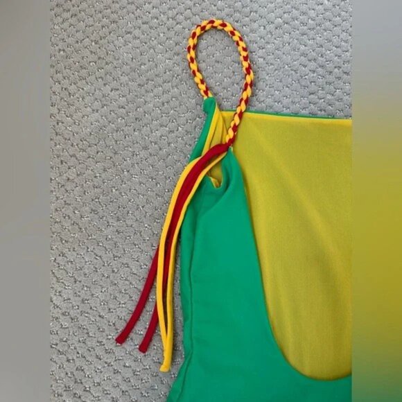 Paper London Green One Piece Swimsuit Braided Straps Low Back Size M - Picture 6 of 9